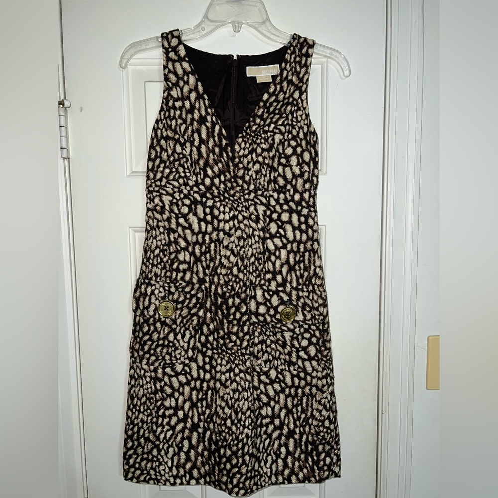 Michael Kors Brown and Tan Sleeveless Sheath Dress